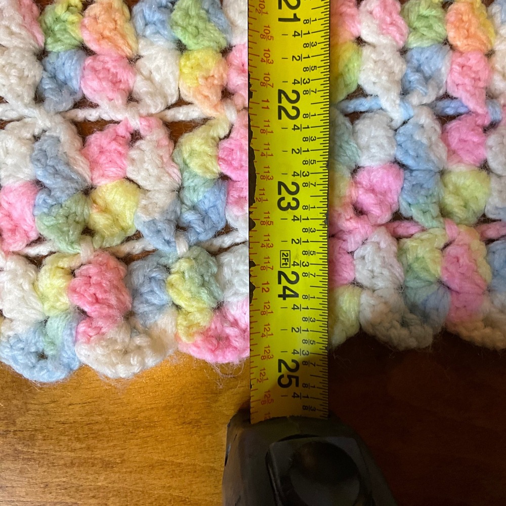 Hand Crocheted Baby Blanket Pastel Colors Tassels Crib Toddler Throw - Picture 4 of 4